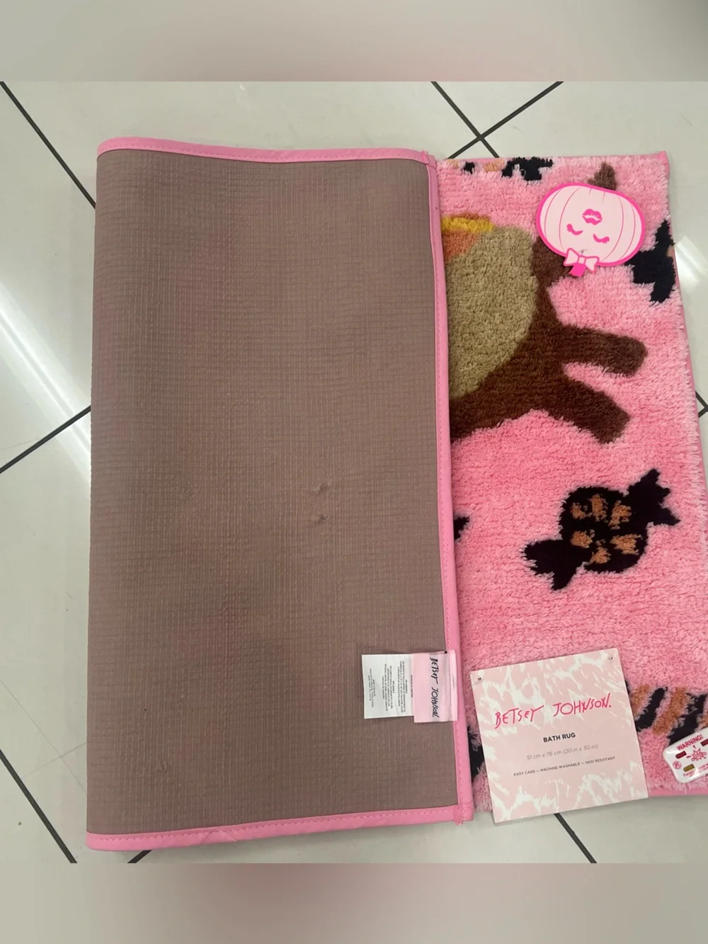 Betsey Johnson Halloween Pink Hot Dog Dachshund Bath Rug